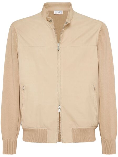  Brunello Cucinelli Panelled Leather Jacket - Brown 