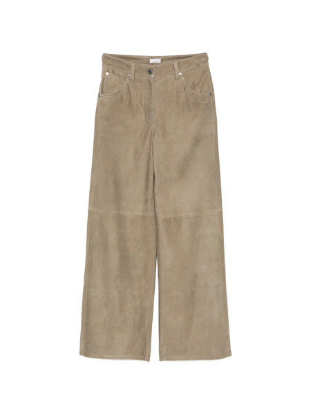  Brunello Cucinelli Panelled Leather Trousers - Neutrals 