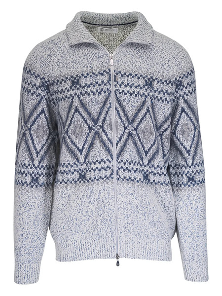  Brunello Cucinelli Patterned-intarsia Cardigan - Neutrals 