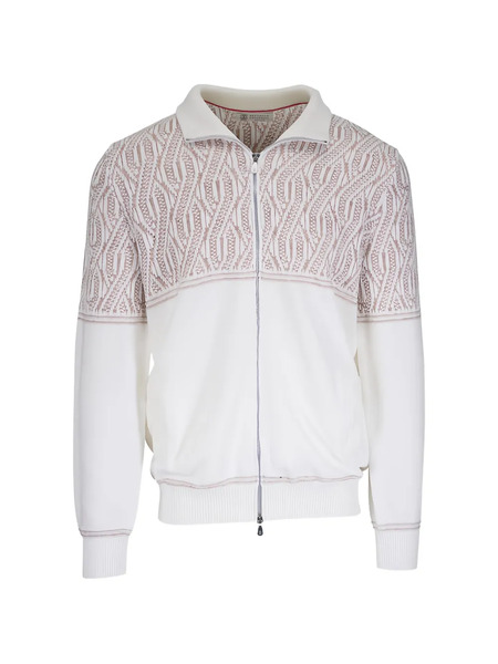  Brunello Cucinelli Patterned Zip Sweatshirt - White 