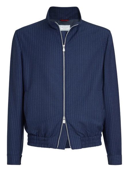  Brunello Cucinelli Pinstripe Stand-collar Jacket - Blue 