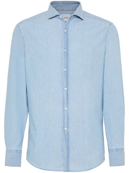  Brunello Cucinelli Plain Button-down Shirt - Blue 