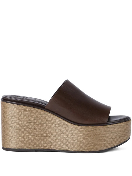  Brunello Cucinelli Platform Leather Sandals - Brown 