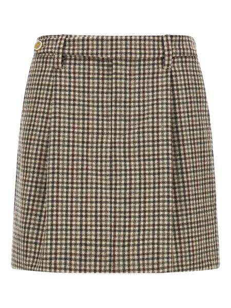  Brunello Cucinelli Pleated Check Mini Skirt - Neutrals 