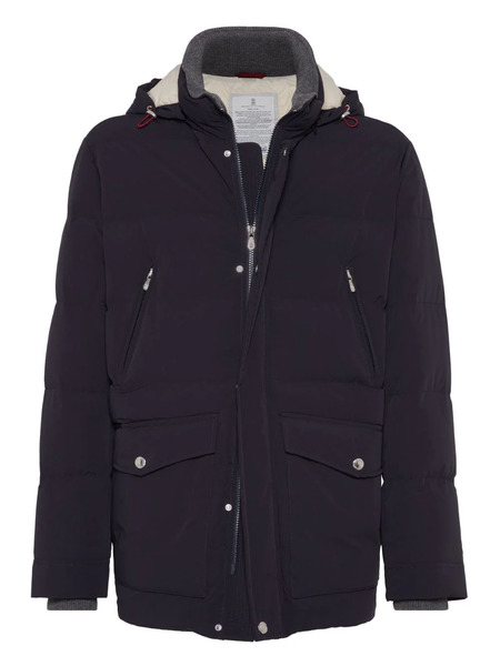  Brunello Cucinelli Quilted Hooded Jacket - Blue 