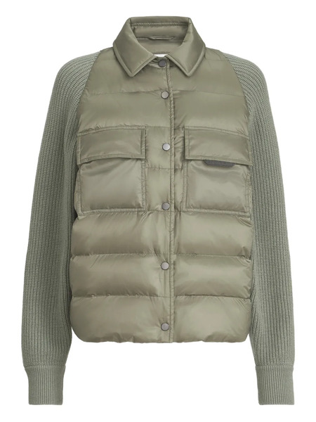  Brunello Cucinelli Quilted Pocket Knit-sleeve Jacket - Green 