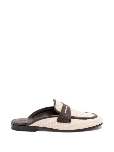  Brunello Cucinelli Raffia Leather Mules - Neutrals 