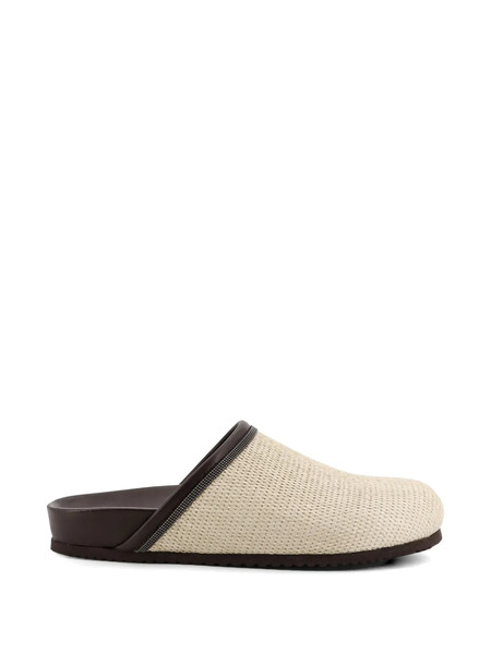  Brunello Cucinelli Raffia Woven Mules - Neutrals 