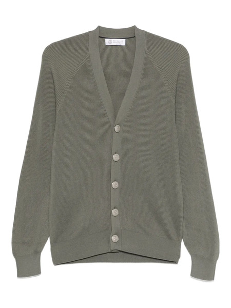  Brunello Cucinelli Ribbed Button Cardigan - Green 