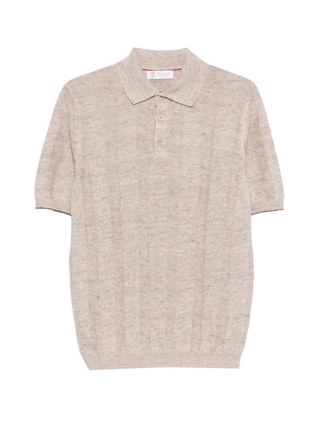  Brunello Cucinelli Ribbed Button Polo Shirt - Neutrals 