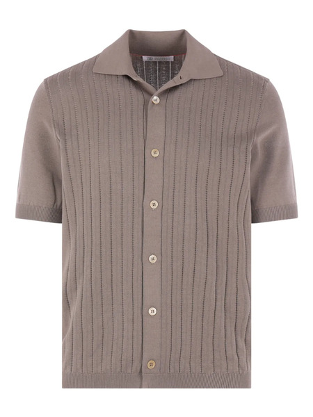  Brunello Cucinelli Ribbed Buttoned Shirt - Brown 