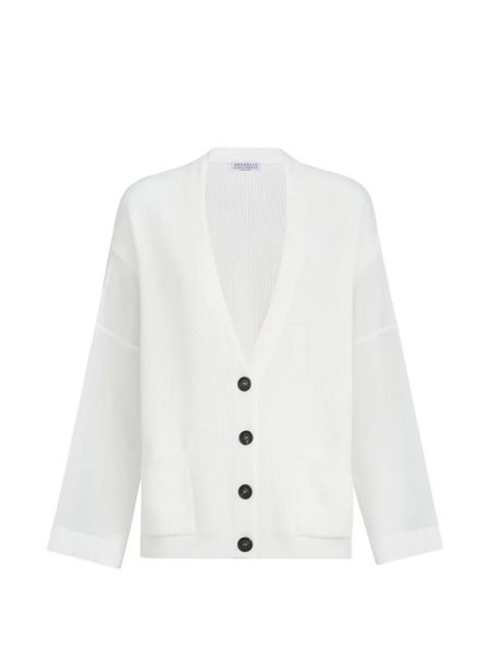  Brunello Cucinelli Ribbed Cardigan - White 