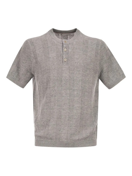  Brunello Cucinelli Ribbed-collar Polo Shirt - Grey 