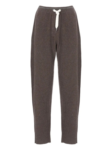 Brunello Cucinelli Ribbed Drawstring Track Pants - Brown 