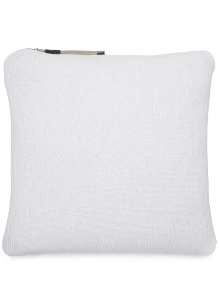  Brunello Cucinelli Ribbed-knit Square-shape Cushion - White 