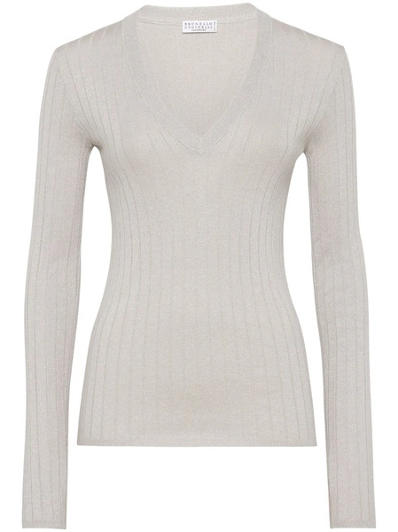  Brunello Cucinelli Ribbed-knit Top - Grey 