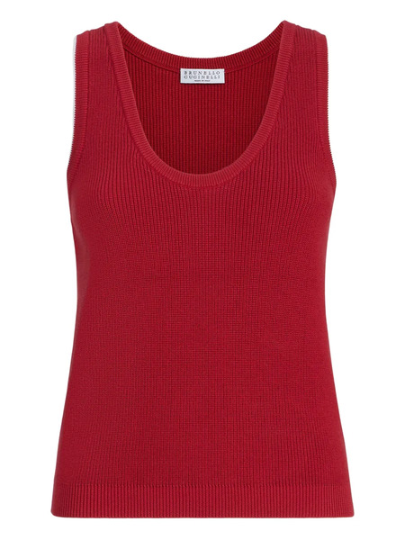  Brunello Cucinelli Ribbed Tank Top - Red 