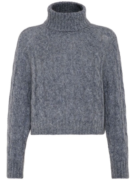  Brunello Cucinelli Roll-neck Cable-knit Jumper - Blue 