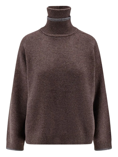  Brunello Cucinelli Roll-neck Embellished Sweater - Brown 