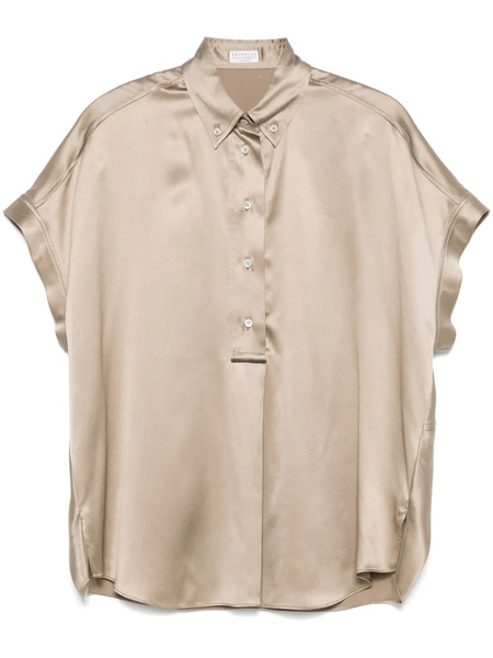  Brunello Cucinelli Satin Blouse - Brown 