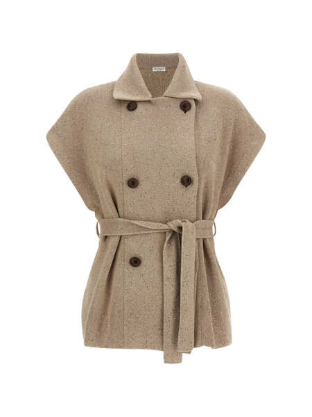  Brunello Cucinelli Sequin-application Double-breasted Coat - Neutrals 