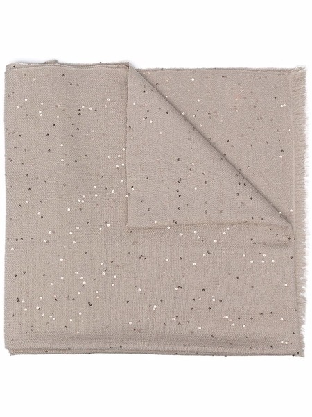  Brunello Cucinelli Sequin-embellished Cashmere-blend Scarf - Neutrals 