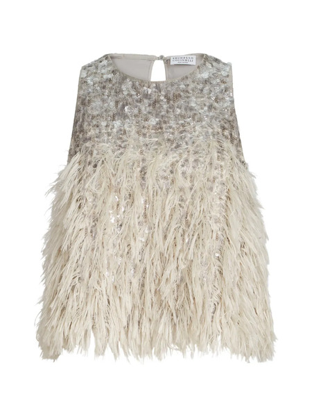  Brunello Cucinelli Sequin-embellished Top - Grey 