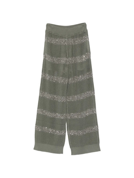  Brunello Cucinelli Sequin Striped Trousers - Green 
