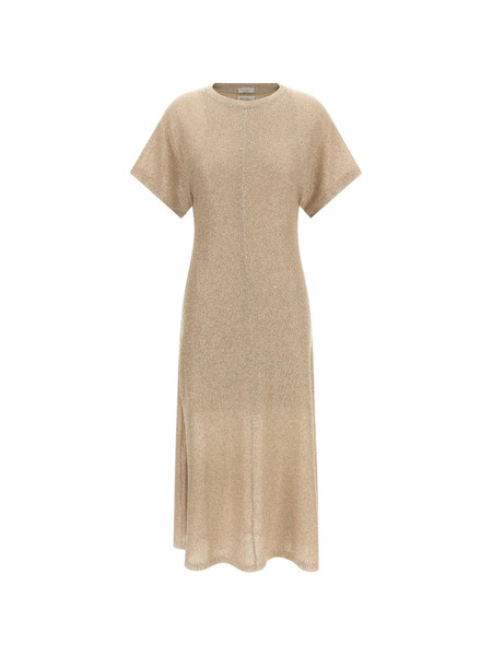  Brunello Cucinelli Sequined Midi Dress - Neutrals 