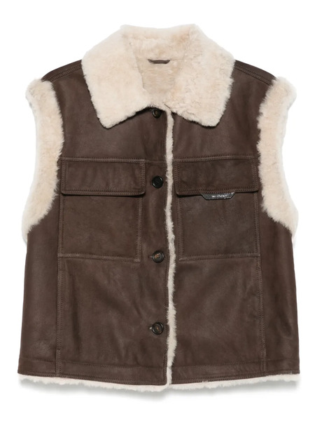  Brunello Cucinelli Shearling-collar Gilet - Brown 