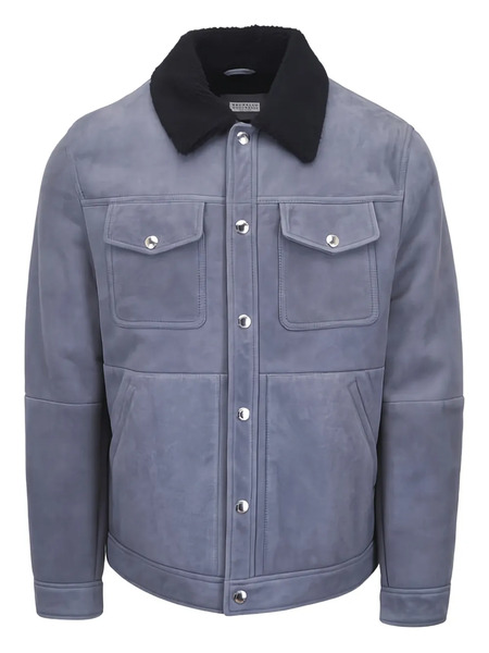 Brunello Cucinelli Shearling-collar Jacket - Blue 