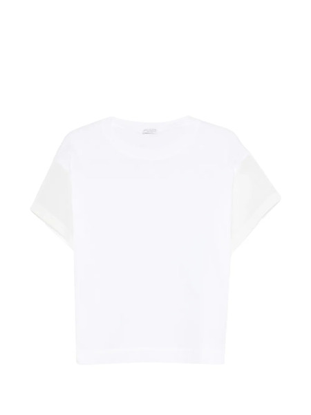  Brunello Cucinelli Sheer-panel T-shirt - White 