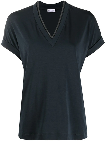  Brunello Cucinelli Short-sleeve Fitted Blouse - Blue 
