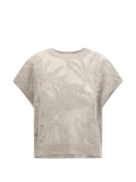  Brunello Cucinelli Short-sleeve Round-neck Sweater - Neutrals 