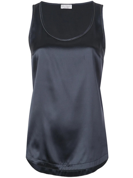  Brunello Cucinelli Silk Tank Top - Blue 