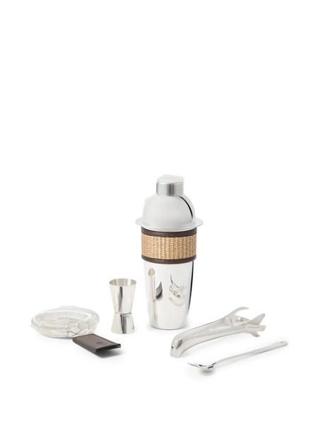  Brunello Cucinelli Silver-plated Steel And Techno Raffia Cocktail Set 