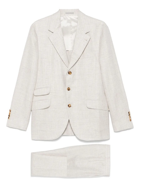  Brunello Cucinelli Single-breast Checked Suit - Neutrals 