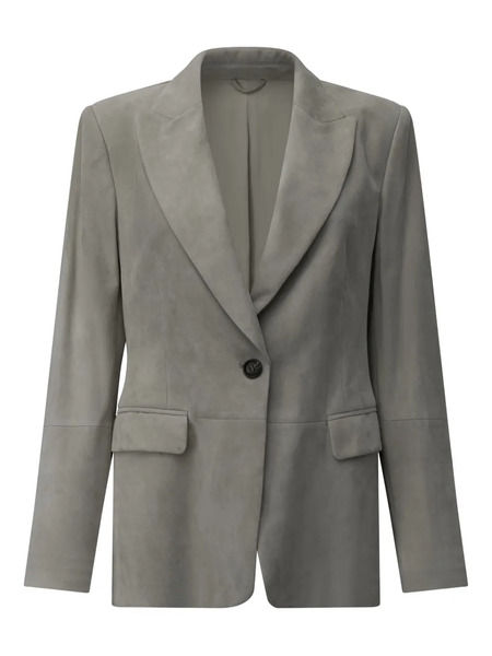 Brunello Cucinelli Single-breasted Suede-leather Blazer - Grey 