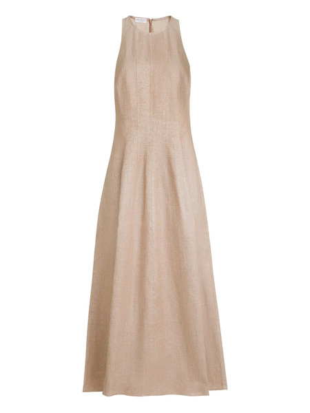  Brunello Cucinelli Sparkling-twill Maxi Dress - Neutrals 