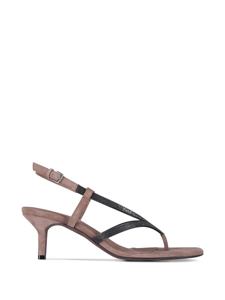  Brunello Cucinelli Square-toe Embellished Sandals - Neutrals 