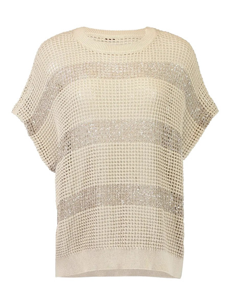  Brunello Cucinelli Stripe-pattern Crew-neck Top - Neutrals 