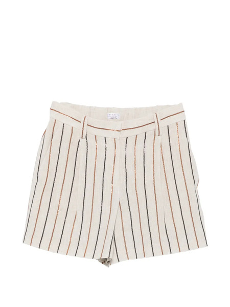  Brunello Cucinelli Striped Belt Shorts - Neutrals 