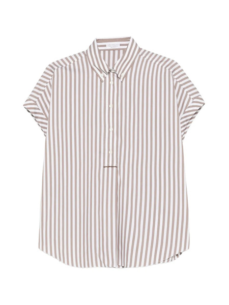  Brunello Cucinelli Striped Buttoned Blouse - Neutrals 