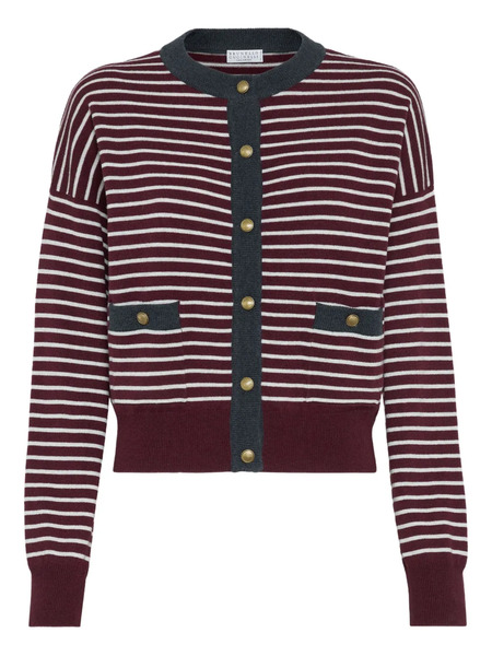 Brunello Cucinelli Striped Cardigan - Red 