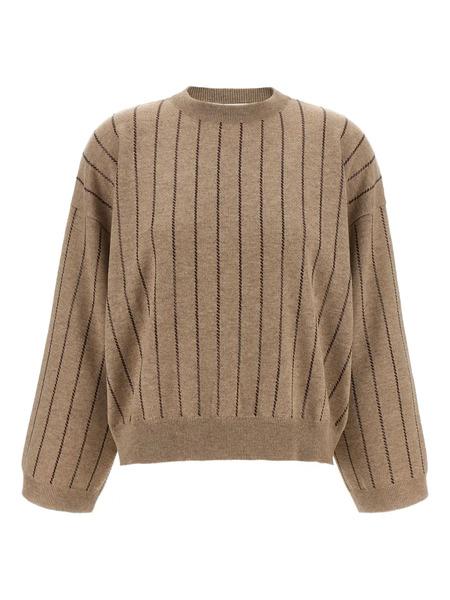  Brunello Cucinelli Striped Cashmere Sweater - Neutrals 