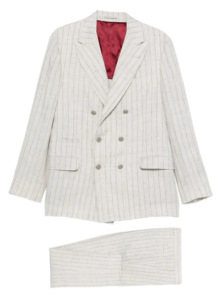  Brunello Cucinelli Striped Double-breasted Suit - Grey 