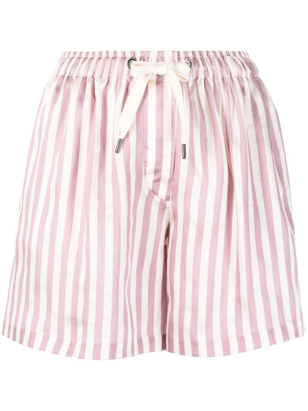  Brunello Cucinelli Striped Drawstring Mini Shorts - Pink 
