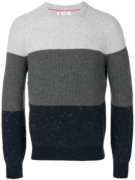 Brunello Cucinelli Striped Knitted Sweater - Grey 