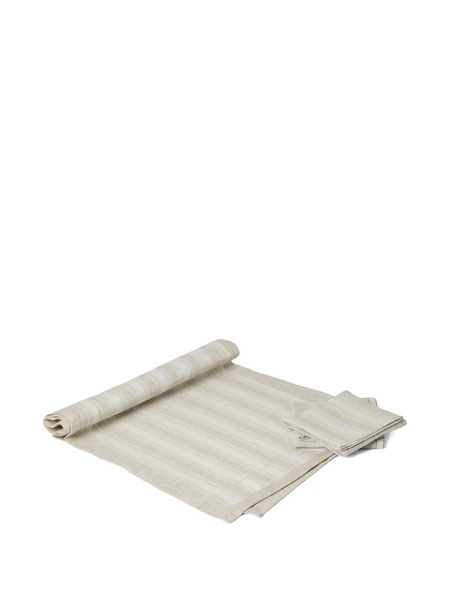  Brunello Cucinelli Striped-pattern Table Runner And Napkin (set Of Three) - Neutrals 