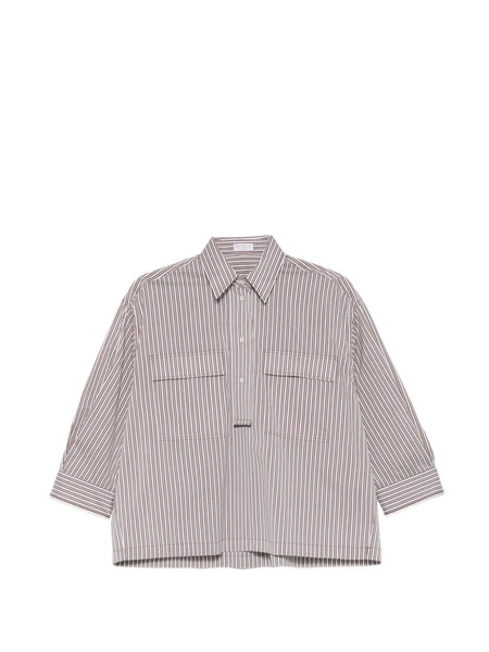  Brunello Cucinelli Striped Pocket Blouse - Red 
